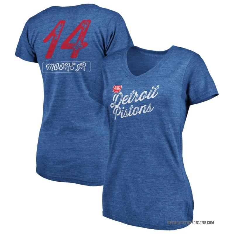 Wendell Moore Jr. Women's Royal Detroit Pistons Sideline V-Neck T-Shirt