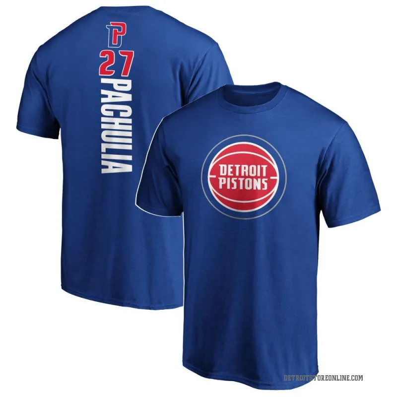 Zaza Pachulia Men's Royal Detroit Pistons Backer T-Shirt