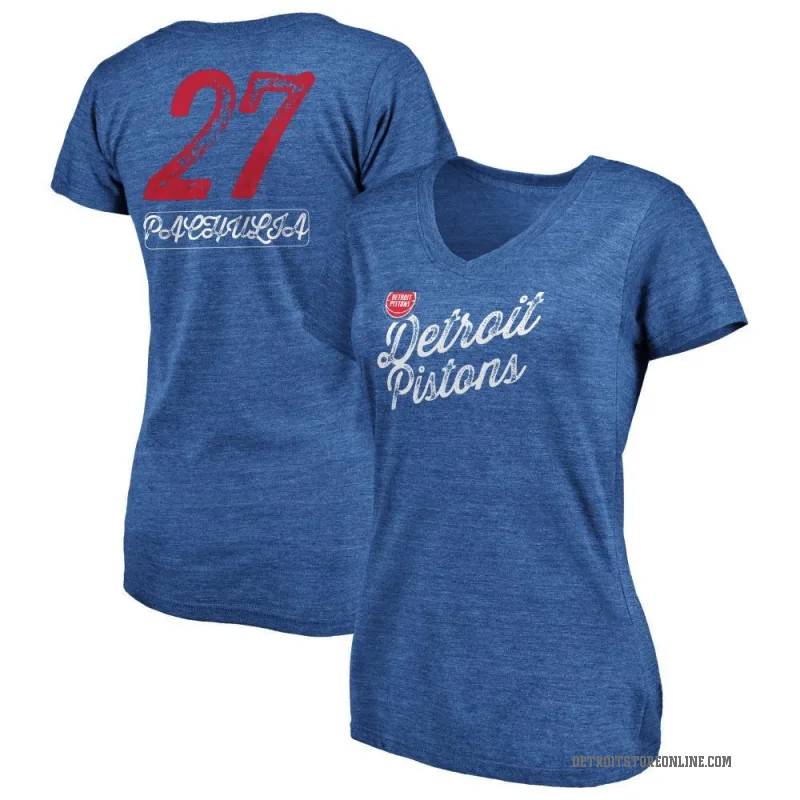 Zaza Pachulia Women's Royal Detroit Pistons Sideline V-Neck T-Shirt