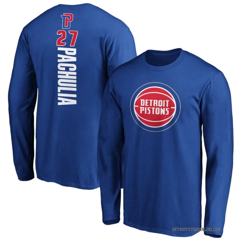 Zaza Pachulia Youth Royal Detroit Pistons Backer Long Sleeve T-Shirt